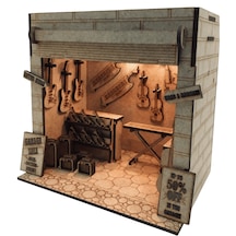 Guitar Garage Ahşap Maket Seti Dıy Miniatür Gitar Atölyesi Book Nook Dekoru