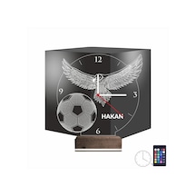Luvivia Kara Kartal Futbol Topu Taraftar Kişiye Özel Saatli 3d Lamba - Masa Gece Lambası Şeffaf