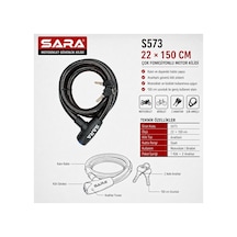 Sara S573 Motosiklet Ve Bisiklet Güvenlik Kilidi 150 Cm, Anahtarlı, Siyah, 2 Anahtar