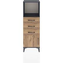 Arges Dolap Tek Raflı 3 Çekmeceli Tek Kapaklı 44x30x134 Antra... Antrasit