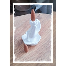 Buda Eli Mudra Figürlü El Yapımı Beyaz Konik Ve Çubuk Tütsülük Dekoratif Obje