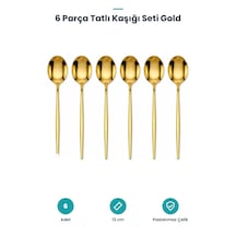 Tatlı Kaşığı Seti - 6 Parça - Paslanmaz Çelik Gold
