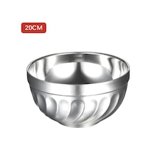 Geeksen 20cm Çocuklar İçin Paslanmaz Çelik Çift Duvarlı Isı Yalıtımlı, Düşmeye Dayanıklı Yemek/kelleci Kasesi - Gümüş Rengi