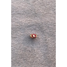14 Ayar Altın Bordo Küçük Boy Telkari Hülyam Boncuk Sarı Altın