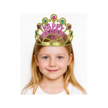 Altın - 503 - Renk Happy Birthday Yazılı Doğum Günü Tacı - Edntrend - 60 Cm