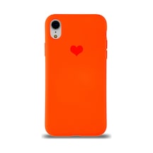 Apple Uyumlu iPhone XR Kılıf Kalp Logolu Altı Kapalı İçi Kadife Lansman Silikon Kılıf - Siyah