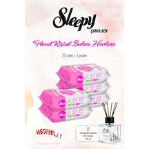 Sleepy Floral 25'li Kişisel Bakım Havlusu 5 Paket ve Rosıe Koku Tekli