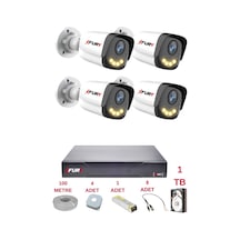 Fury 4 Kameralı 4 Warm Led Gece Renkli Görüş-cepten İzle-su Geçirmez Güvenlik Kamerası Seti 1tb