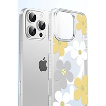 Joko Apple iPhone Uyumlu  16 Uyumlu Floral Magsafe Kapak - Turuncu