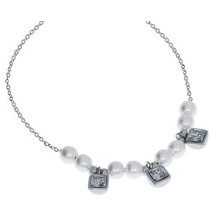 Kadın İnci Detay Kare Taşlı Çelik Halhal Silver