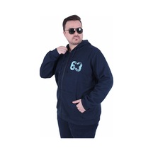 Starbattal Büyük Beden Kapüşonlu Sweat Double Face Sixty Three 25704 Lacıvert Lacivert