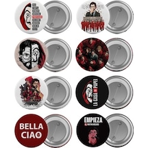 La Casa De Papel Çanta Rozeti Seti 8 Adet En Büyük Boy 5.8Cm Iğne