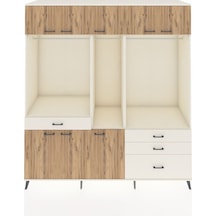 Kronos Dolap 8 Raflı 4 Çekmeceli 3 Askılı 220x59x243 Aytaşı-çam/aytaşı Atlas Çam/aytası