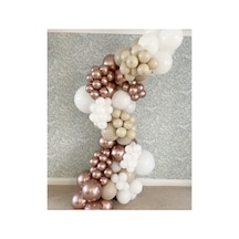 Krom Rose Gold Deniz Kumu Ve Beyaz Balon Zinciri 100 Adet Mix