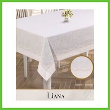 Bezos Liana Model Krem 160x220 Cm Keten Dantel Şık Dekoratif Yemek Masası Örtüsü Dmc