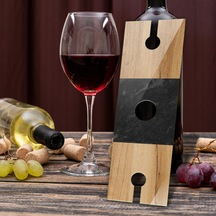 Cam Şarap Şişesi Ve Kadeh Tutucu Aldo 10cm X 32cm