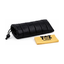 Siyah Şişme Puf Gözlük Kılıfı Yumuşak Koruyucu Kese Şişme Gözlük Kılıfı Çok Amaçlı Dolgulu Koruyucu Taşıma Çantası Büzgülü Puffer Tasarım