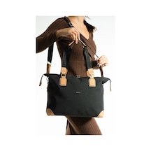 Just Polo Kadın Büyük Valiz Boy Ayarlanabilir Askılı Lüks El Ve Omuz Çantası Shopper Ebat: 33 X 40 Cm Siyah - Taba