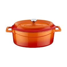 Cookware Trendy Dökme Demir Emaye Güveç Tenceresi/kızartma Tavası, Oval, 25 Cm, 3,19 L, Turuncu Diğer