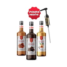 Nish Vanilya,karamel,çikolata Aromalı Şurup 3 X 700 Ml - Pet Şişe + Pompa Hediyeli