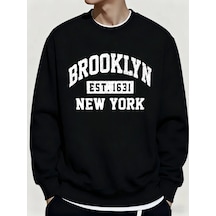 Tarzsokak Brooklyn New York City Baskılar Kışlık Günlük Kapüşonlu Üst Erkek Polar Günlük Kazak Temeller Siyah