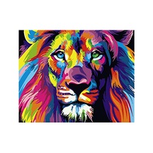 Renklerin Kralı Aslan Sayılarla Boyama Seti - Çerçeveli, 40x50cm