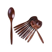 Doğal Ahşap Çorba Kaşıkları 10'lu Paket Uzun Saplı B