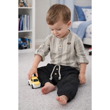 Babyhola Bayramlık Erkek Bebek İkili Takım Katlanabilir Kollu Müslin Üst Ve Pantolon Set 2218 Füme