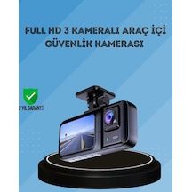 360 Kapsama Sahip Full Hd Araç Kamerası 3 Lü Kayıt Gece Görüşlü Dashcam