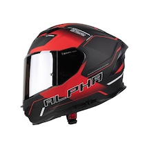 Pilot Alpha Sv Kırmızı Siyah Kapalı Motosiklet Kaskı Siyah