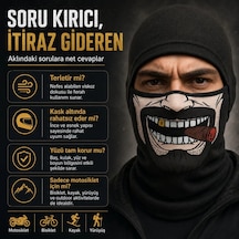 Unisex Bıyık Puro Baskılı Balaklava 1 Adet Tek Beden Viskoz Kask İçi Motosiklet Maskesi 1 Siyah