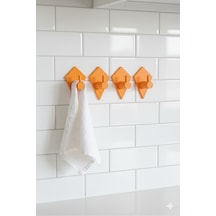 4 Lü Askılık Havlu Askısı, Bornoz Askısı, Kapı Arkası, Duvara Monte, Dayanıklı Malzeme, Turuncu 34 Turuncu