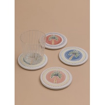 The Mia Italian Summer Bardak Altlığı 4lü Set- 10 Cm Çok Renkli