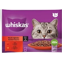 Whiskas Klasik Öğünler Sos İçinde Sığırlı ve Tavuklu Yetişkin Kedi Maması 4 x 85 G
