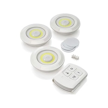 Uzaktan Kumandalı 3lü Spot Led Lamba Pilli Dolap Işığı Fc086