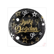 İyiki Doğdun Siyah & Altın Karton Tabak - 23cm X 8 Adet