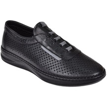 Pullman Hakiki Deri Delikli Comfort Kadın Ayakkabı Voy-9549 Siyah-siyah