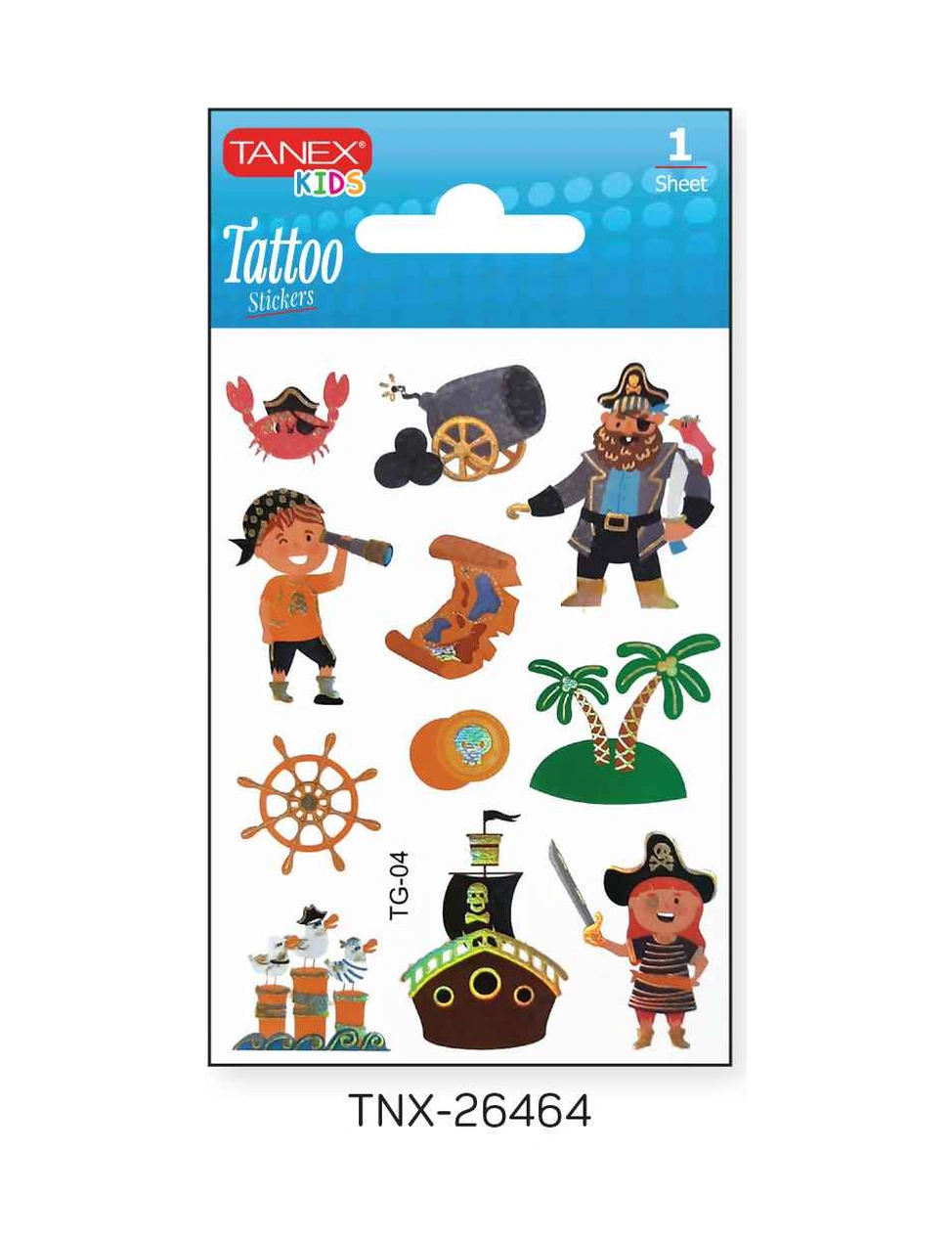 Tanex 7,5x10,5mm Sevimli Korsan Mini Tatoo Tnx-26464