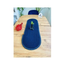 Jüt, Hasır, Dekoratif Masa Örtüsü, Runner 30x80 Cm, Amerikan Servis, Sehpa Örtüsü, Bohem Tarzı Lacivert Kırçıl Mavi Lacivert Kırçıl Mavi