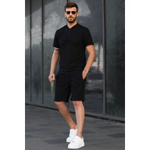 Madmext Siyah Regular Fit Erkek Şort Takımı 6364-siyah Siyah