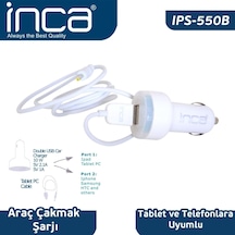 Inca Ips-550B Univarsal Tablet Uyumlu Araç Şarj Cihazı Beyaz