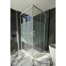 Durul Duşakabin Kare Beyaz Çizgi Ortası Buzlu 5mm H:190 Beyaz