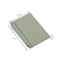 Westpolo Ivo Fermuarlı Bozuk Para Bölmeli Unisex Hakiki Flötr Deri Kartlık - Mint Yeşili