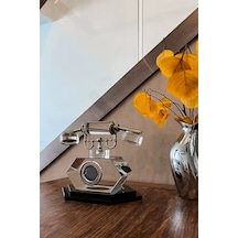 Chacha Home Kristal Ve Eskitme Metal Detaylı Antika Dekoratif Telefon Obje, Şeffaf, Zarif Tasarım