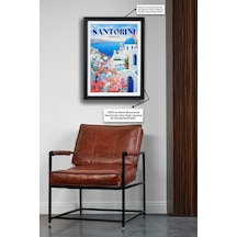 Travel Seri-e Santorını Kafe Salon Oturma Odası Siyah Çerçeveli Poster Tablo