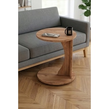 Yan Sehpa Modern C Sehpa Minimal Tasarım Yuvarlak Orta Sehpa Salon Koltuk Yanı 6097 Atlantik Kahverengi