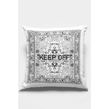 Beyaz Keep Off Çift Taraflı Yastık Kırlent Kılıfı Krl455n11