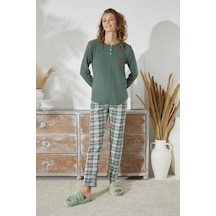 Kadın Uzun Kol Kalın Yeşil Pijama Takımı C1t5n1o79 001