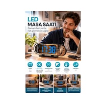 Lb Modern Dijital Led Masa Saati Alarm Özellikli 12 24 Saat Seçenekli Sıcaklık Göstergeli Ekran Çok Renkli
