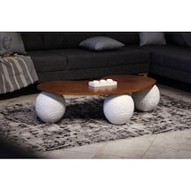 Modern Top Sehpa & Küre Ceviz Mdf Orta Sehpa - Beyaz Desenli Modern Top Sehpa & Küre Ceviz Mdf Orta Sehpa - Beyaz Desenli